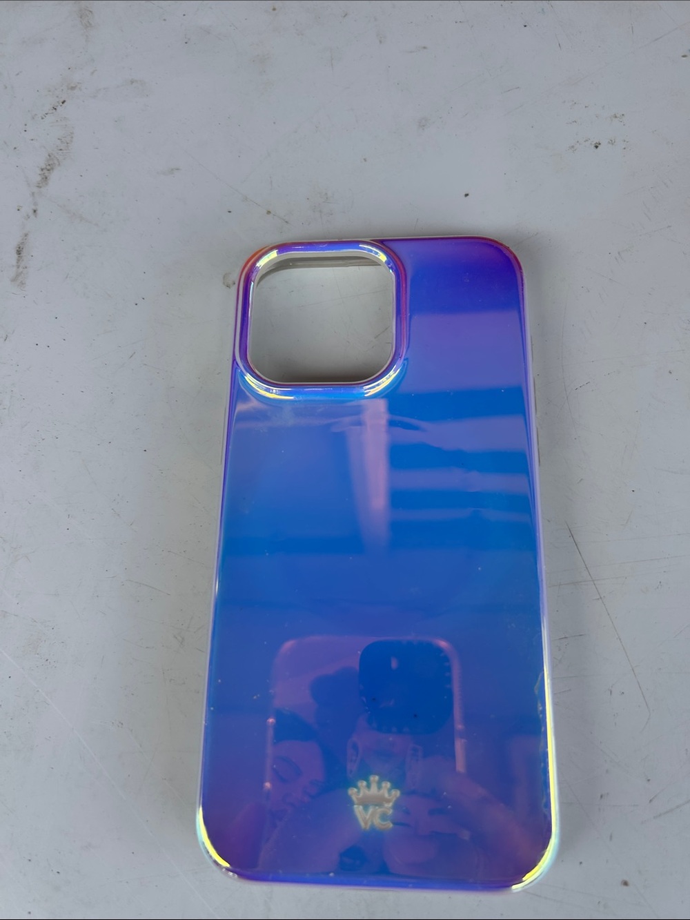 Crown Mirror Holographic Blue Phone Case for iPhone 13&14 plus